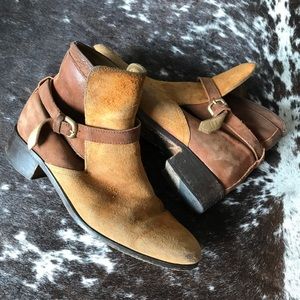 Billy Reid Mixed Leather Buckle Boots
